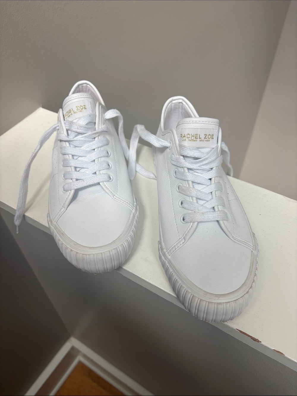 Rachel Zoe White Lace-Up Sneakers